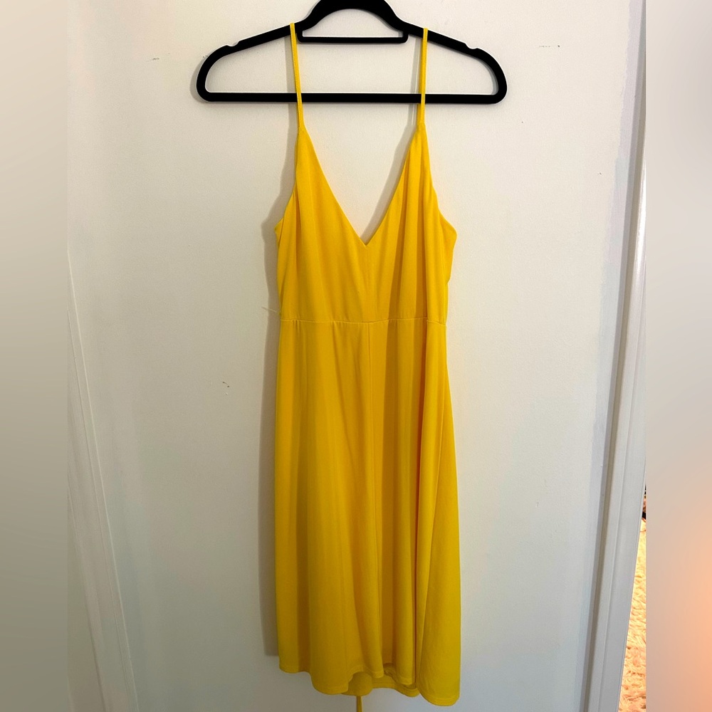 BCBG Yellow wrap dress, size S